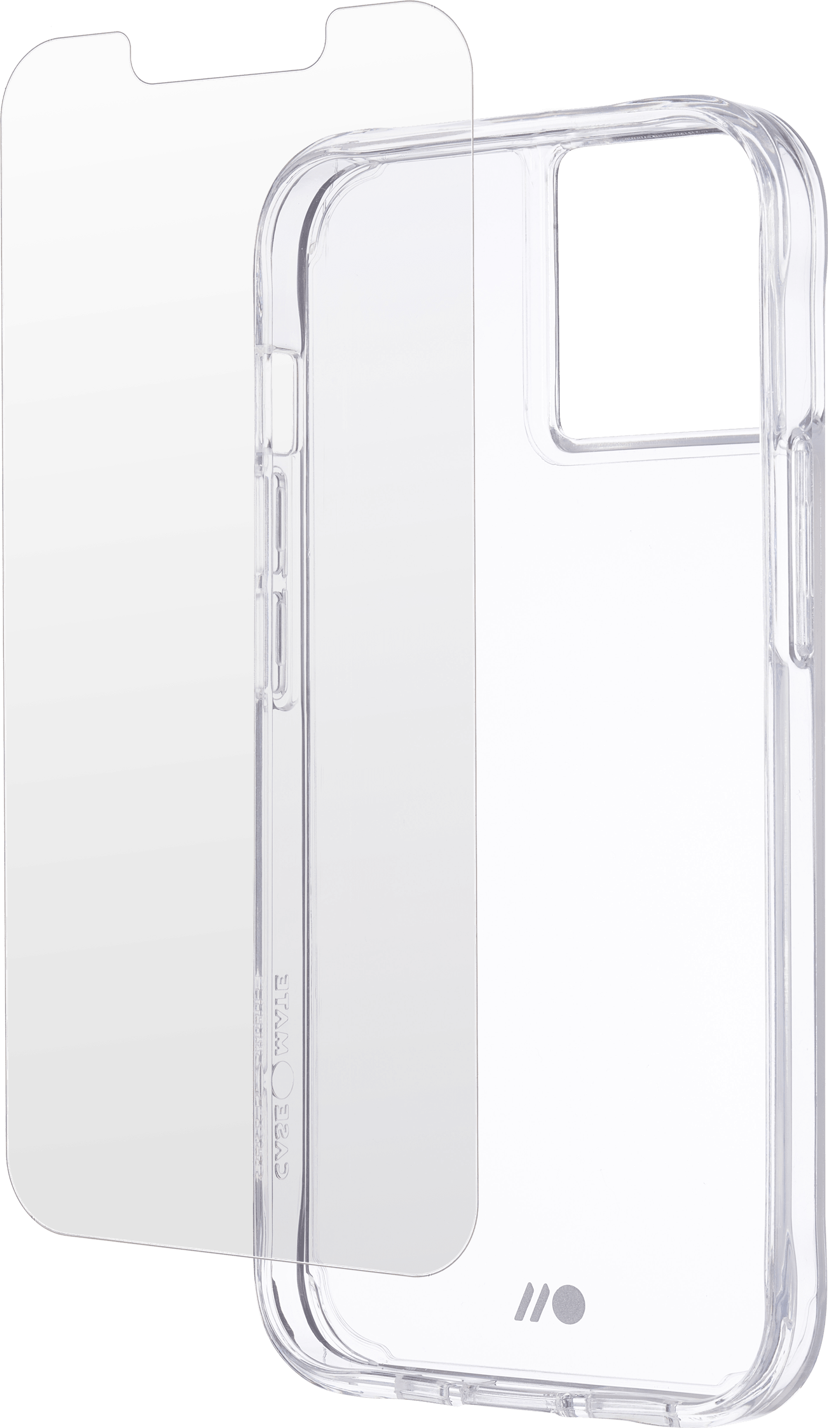 Paquete de estuche resistente y protector de pantalla para iPhone 13, transparente