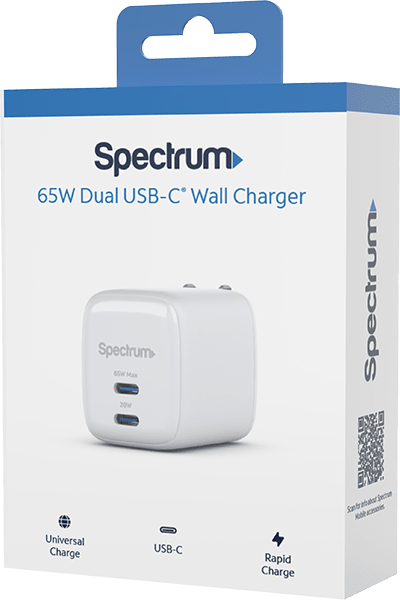 Cargador de pared doble USB-C de 65 W blanco