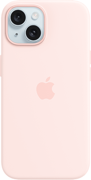 Estuche de silicona con MagSafe para iPhone 15, rosa suave