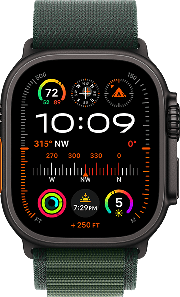 Watch Ultra 2 49 mm, negro titanio/correa verde alpino M
