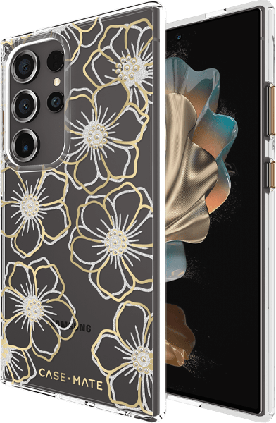 Estuche Floral Gems para Samsung Galaxy S24 Ultra, dorado