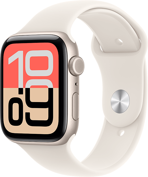 Watch SE 3 44 mm, aluminio blanco estelar, banda blanco estelar-S/M