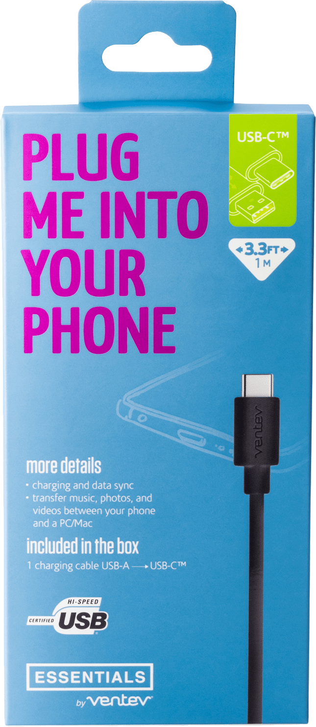 Cable USB-A a C 2.0 Essentials, 3 pies, negro