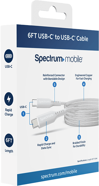 Cable USB-C a USB-C de 6 ft, blanco