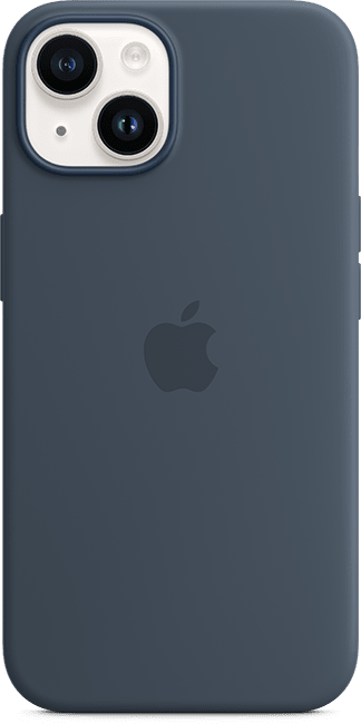 Estuche de silicona con MagSafe para iPhone 14, azul tormenta