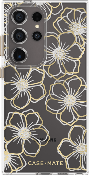 Estuche Floral Gems para Samsung Galaxy S24 Ultra, dorado