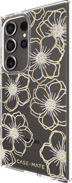 Estuche Floral Gems para Samsung Galaxy S24 Ultra, dorado