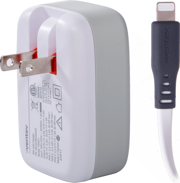 Adaptador de pared de 30 W con cable USB-C a Lightning
