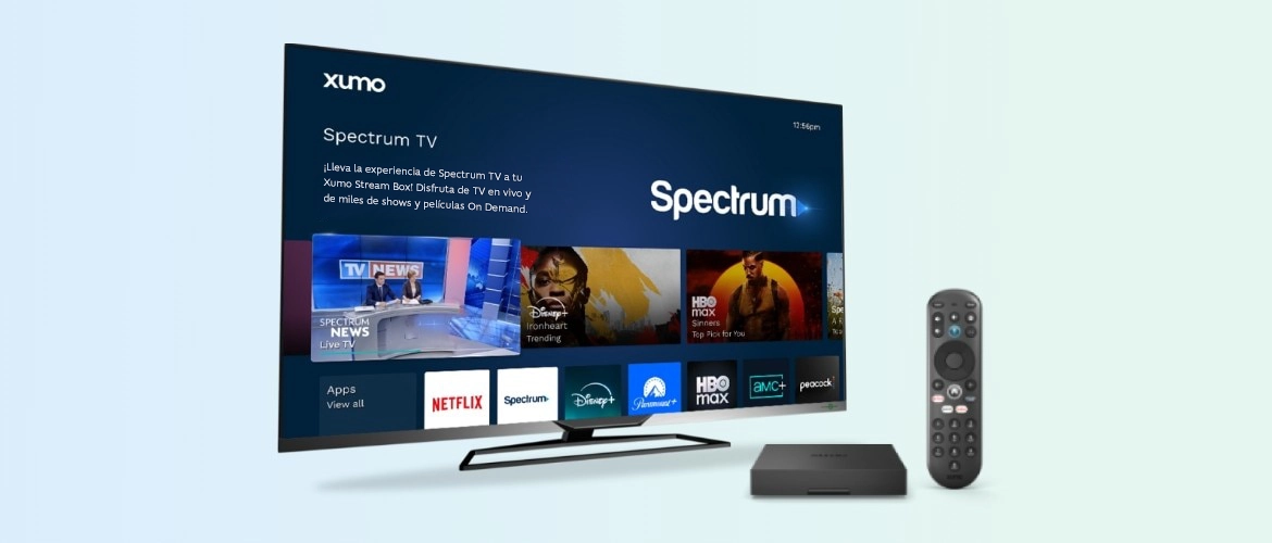 TV con programas y canales disponibles con Spectrum TV y Xumo.
