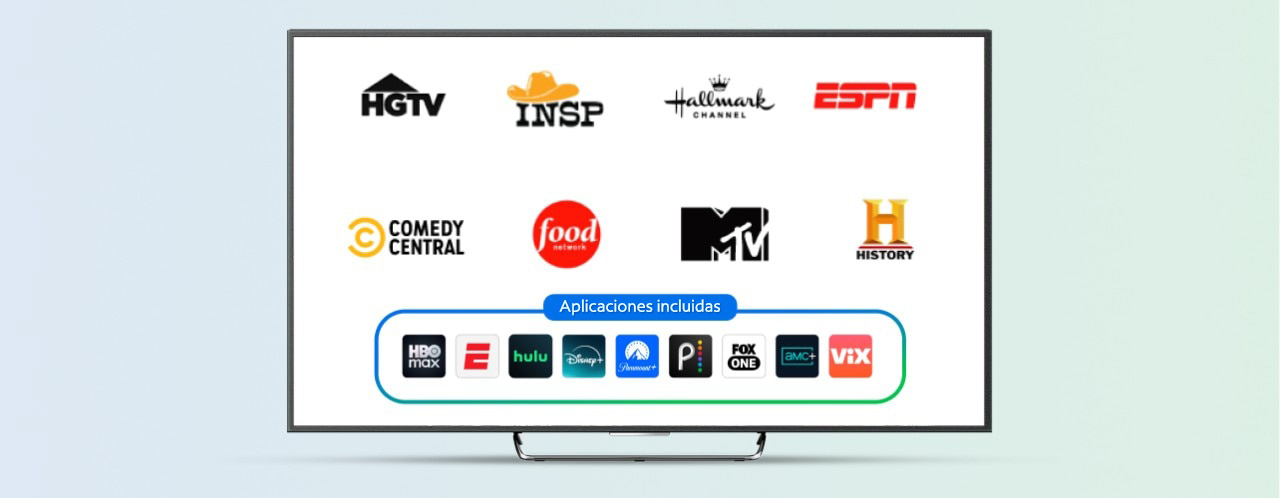 o TV con íconos de aplicaciones de streaming incluidas con Spectrum TV Select Signature.